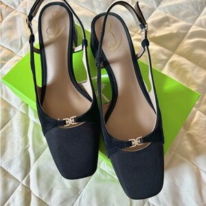 Sam Edelman Black Heels with Adjustable Slingback